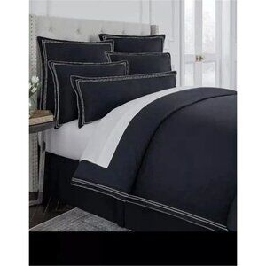 NEW Luxury Hotel Elegance Black & White 3 Piece Mini Duvet Set Full/Queen Tencel